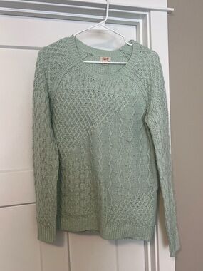 Mossimo Supply Co. Mint Cable Knit Crewneck Sweater